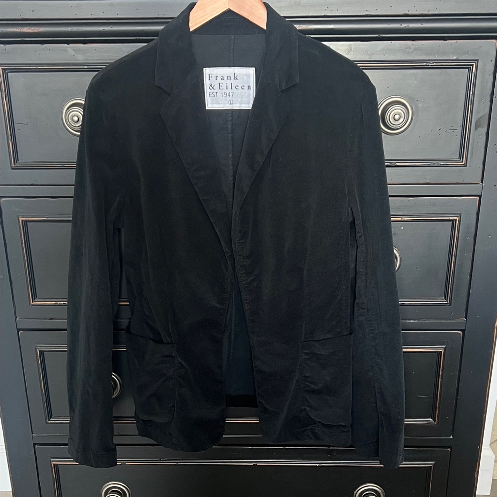 Frank & Eileen Classic Black Dublin Blazer: fine corduroy, like velvet.